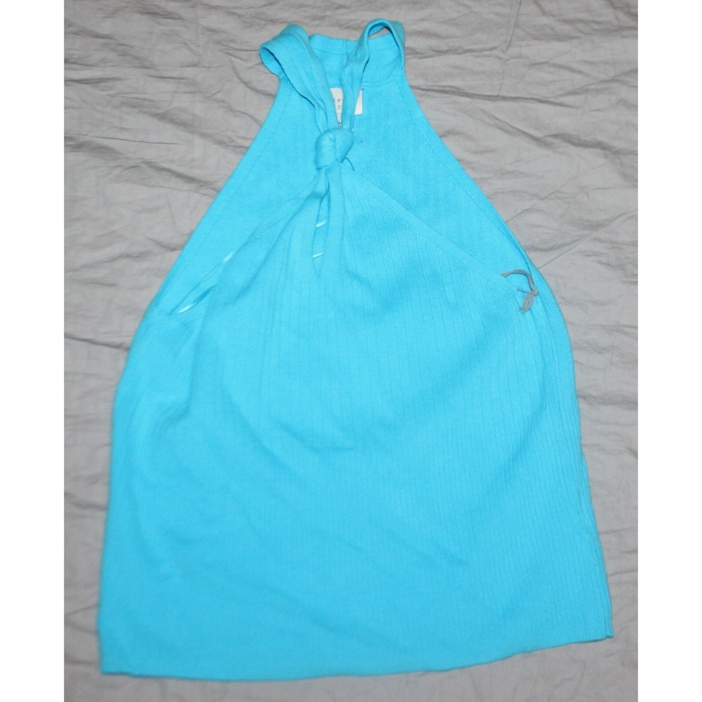 NWT Women's A New Day size S Halter Ribbed Keyhole Cropped Turquoise Tank Top